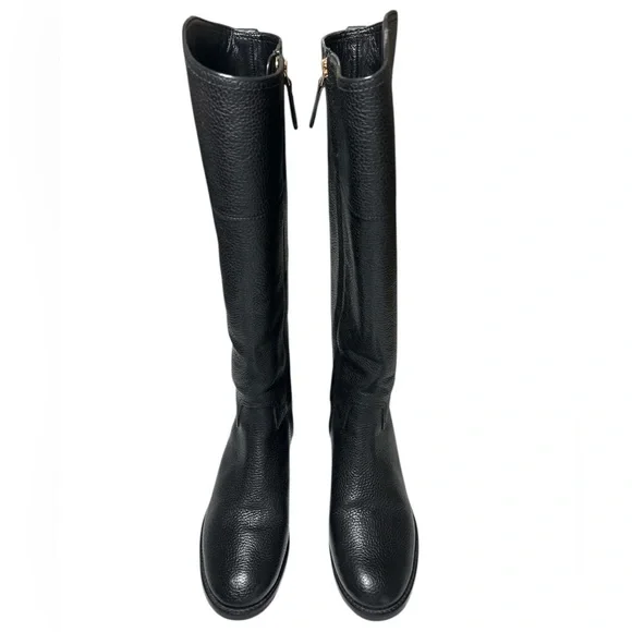 Tory Burch Junction Riding Boot in Black Tumbled Leather with box - Picture 2 of 16